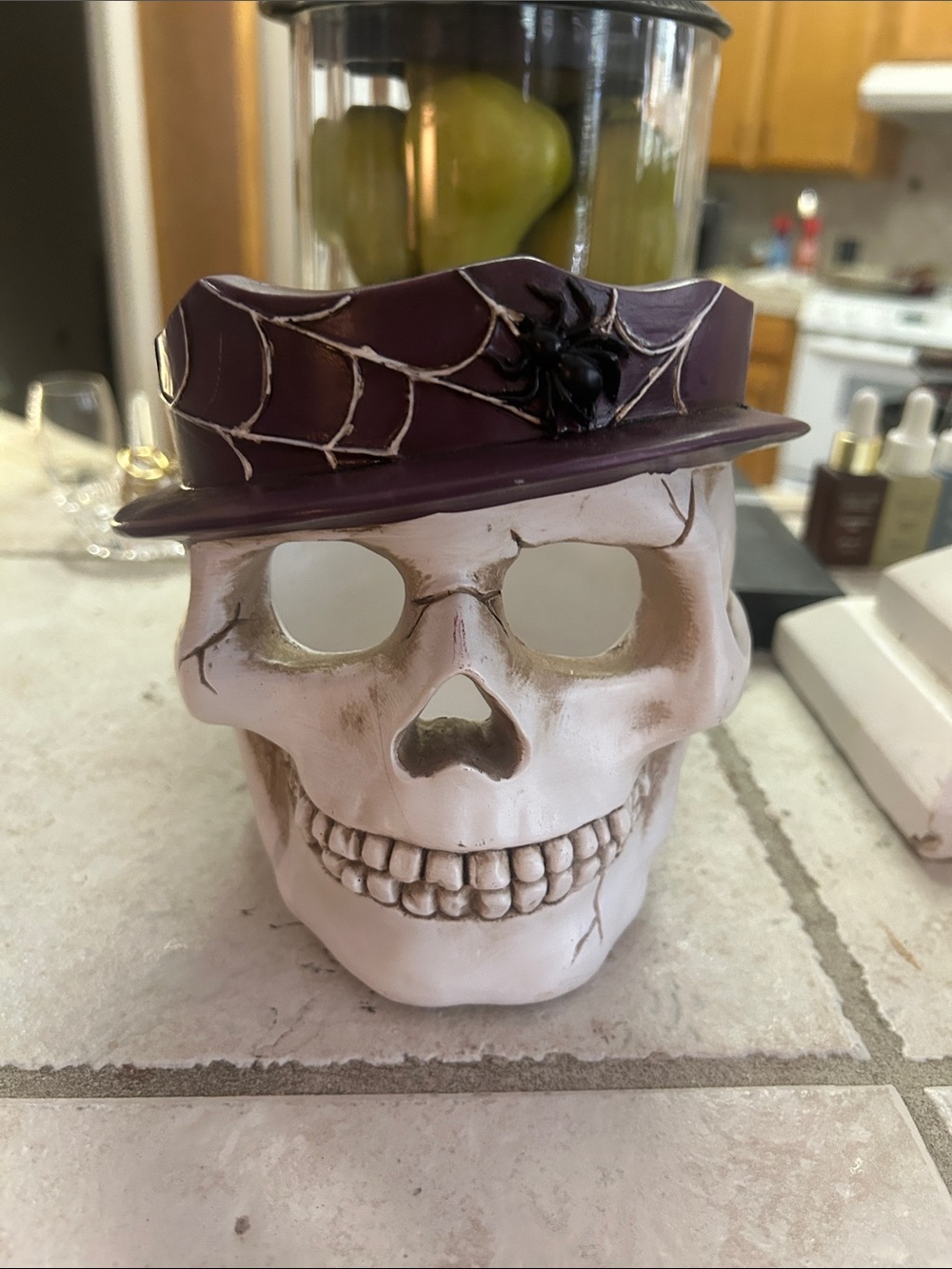 Yankee Candle Purple Hat Skull Candle Holder VGUC